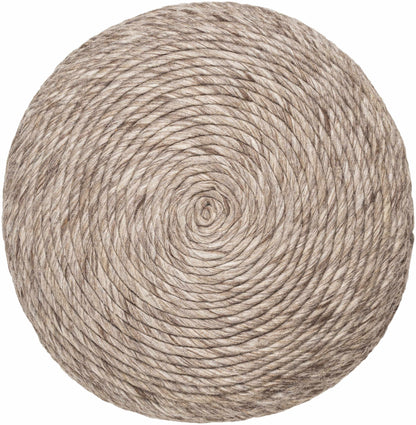 Fresno Tan Wool Throw Pillow - Round