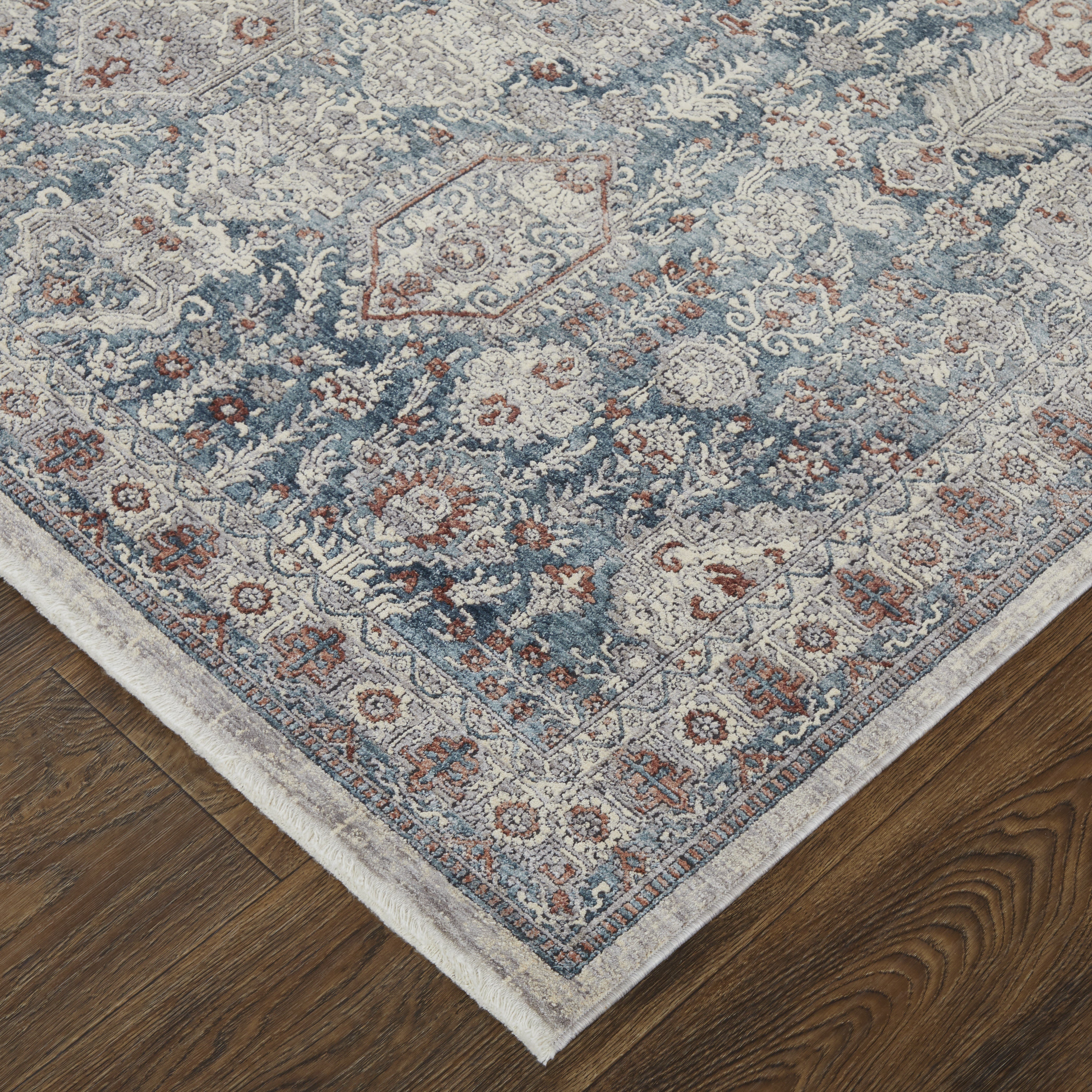 Marquette Transitional Medallion - Blue/Ivory Area Rug