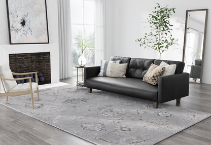 Macklaine Transitional Damask - Silver/Black