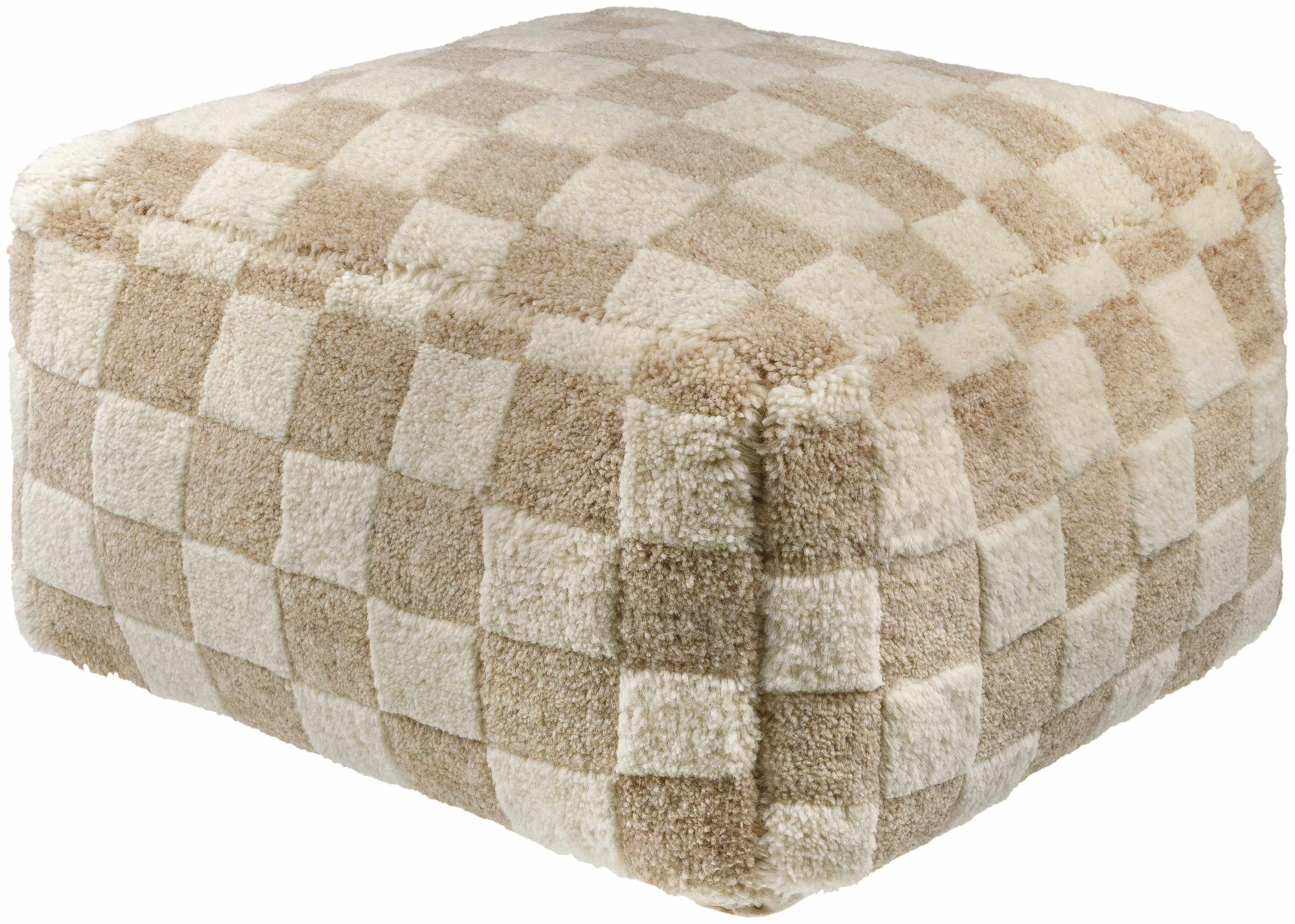 Astro Moroccan Checkered Shag Pouf