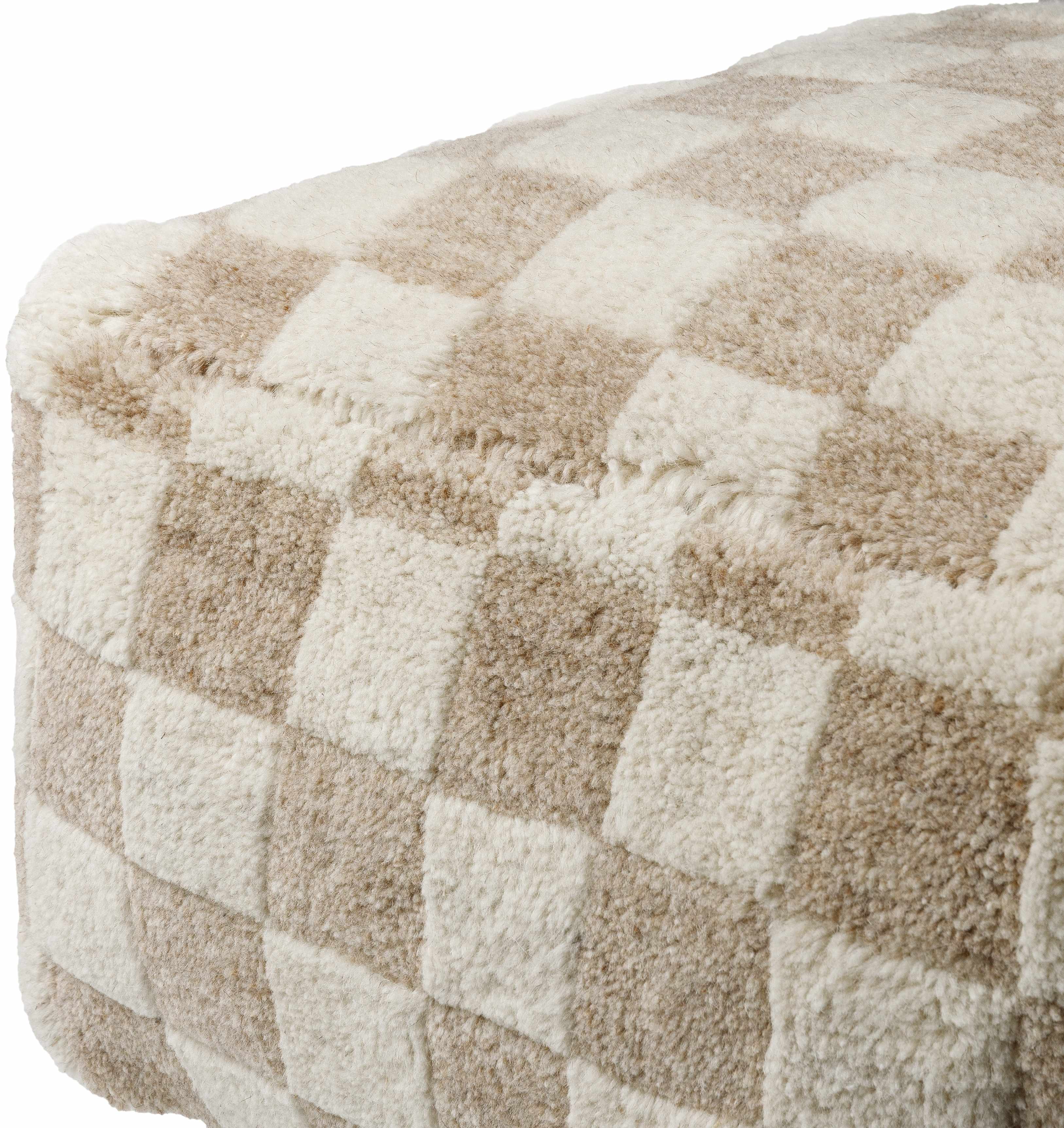 Astro Moroccan Checkered Shag Pouf