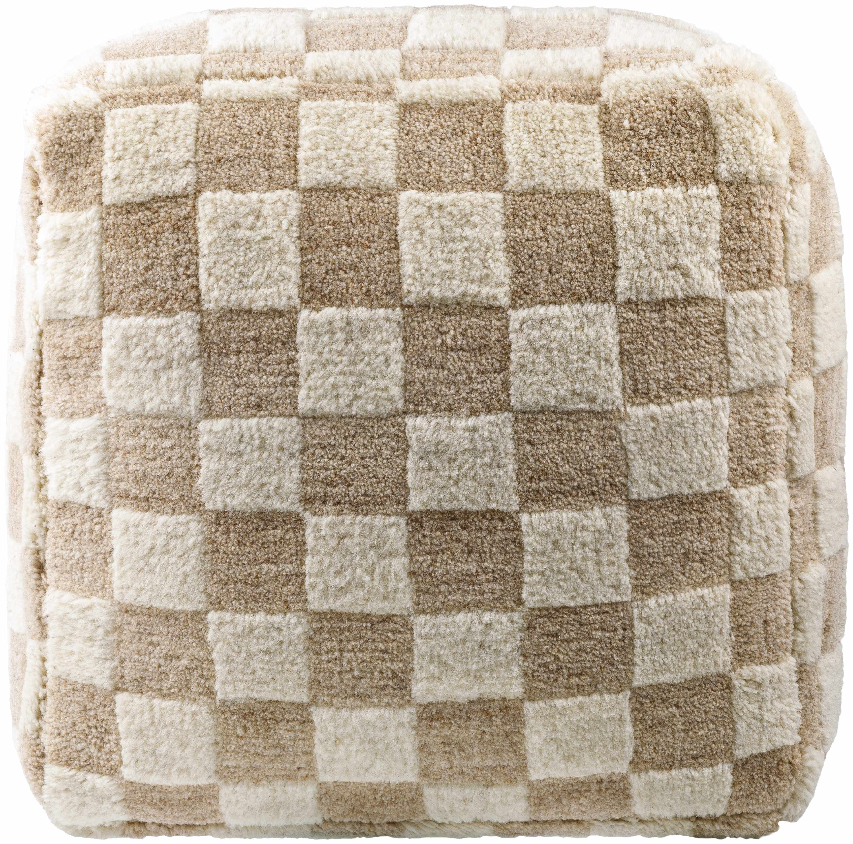 Astro Moroccan Checkered Shag Pouf