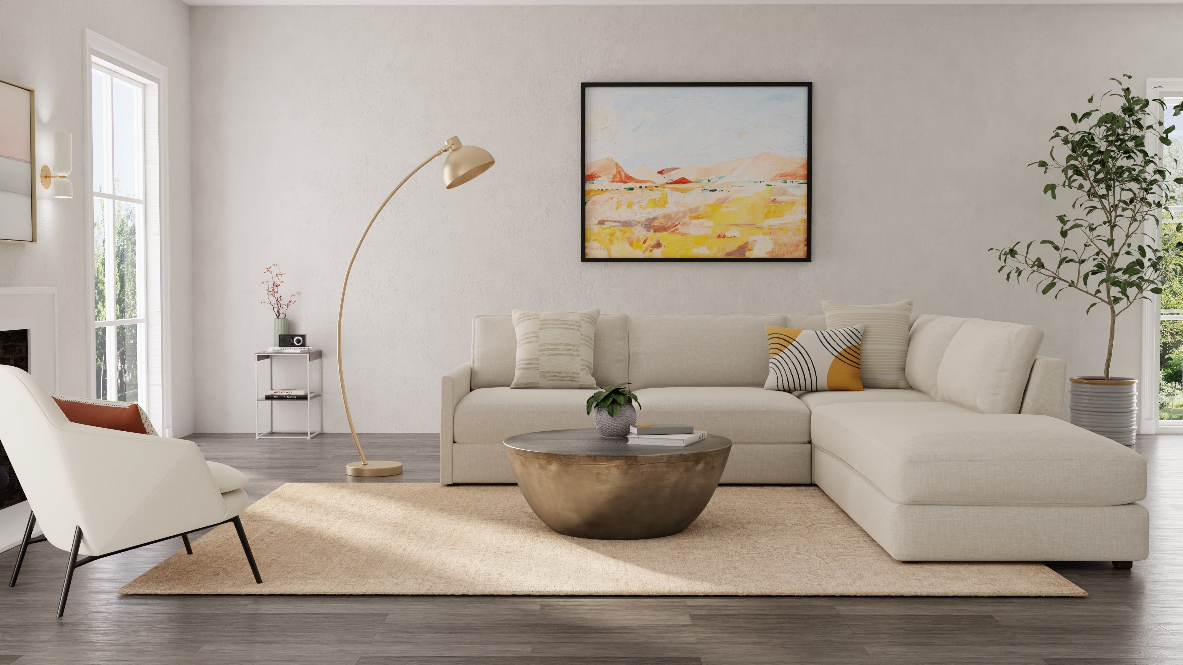 Luna Modern Solid - Tan Area Rug