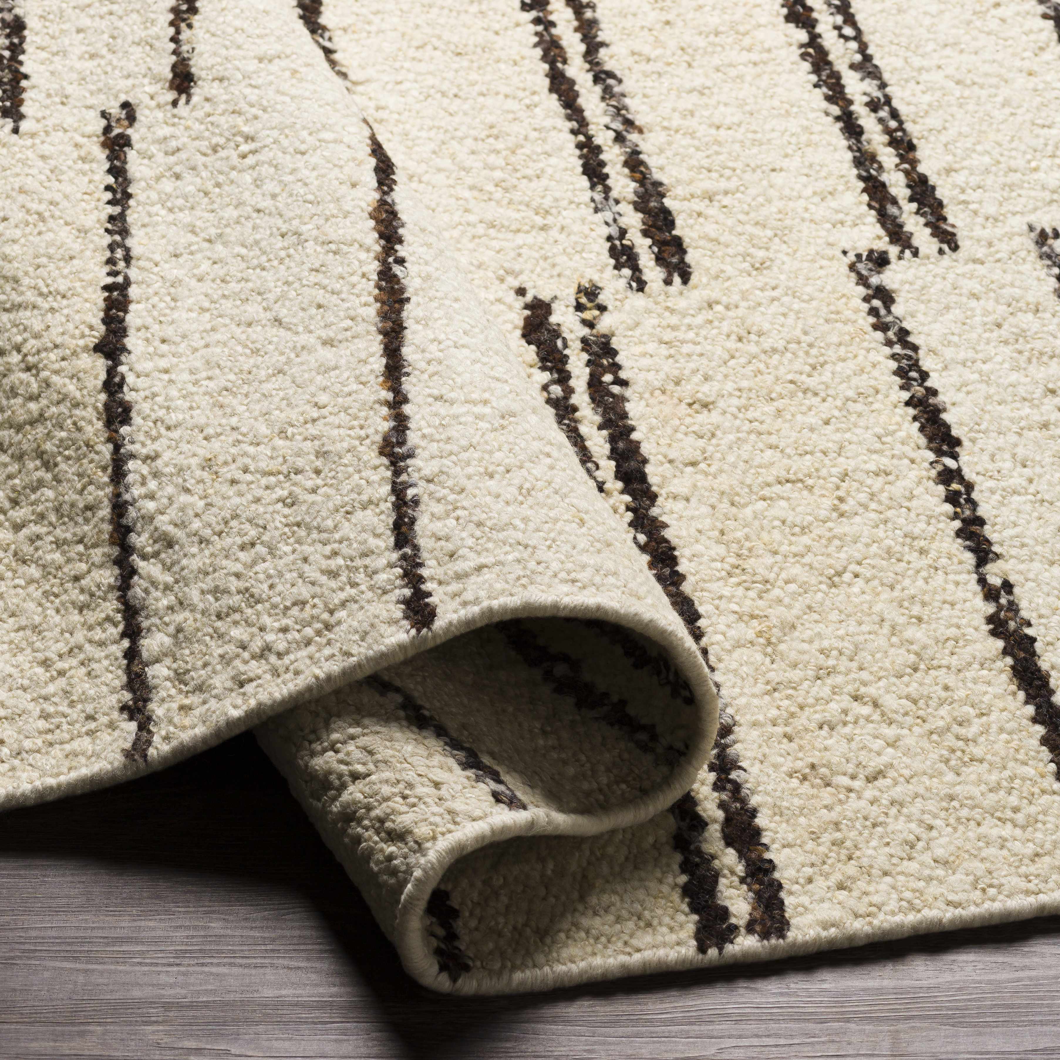 Contemporary Cream Hand Woven Wool Area Rug