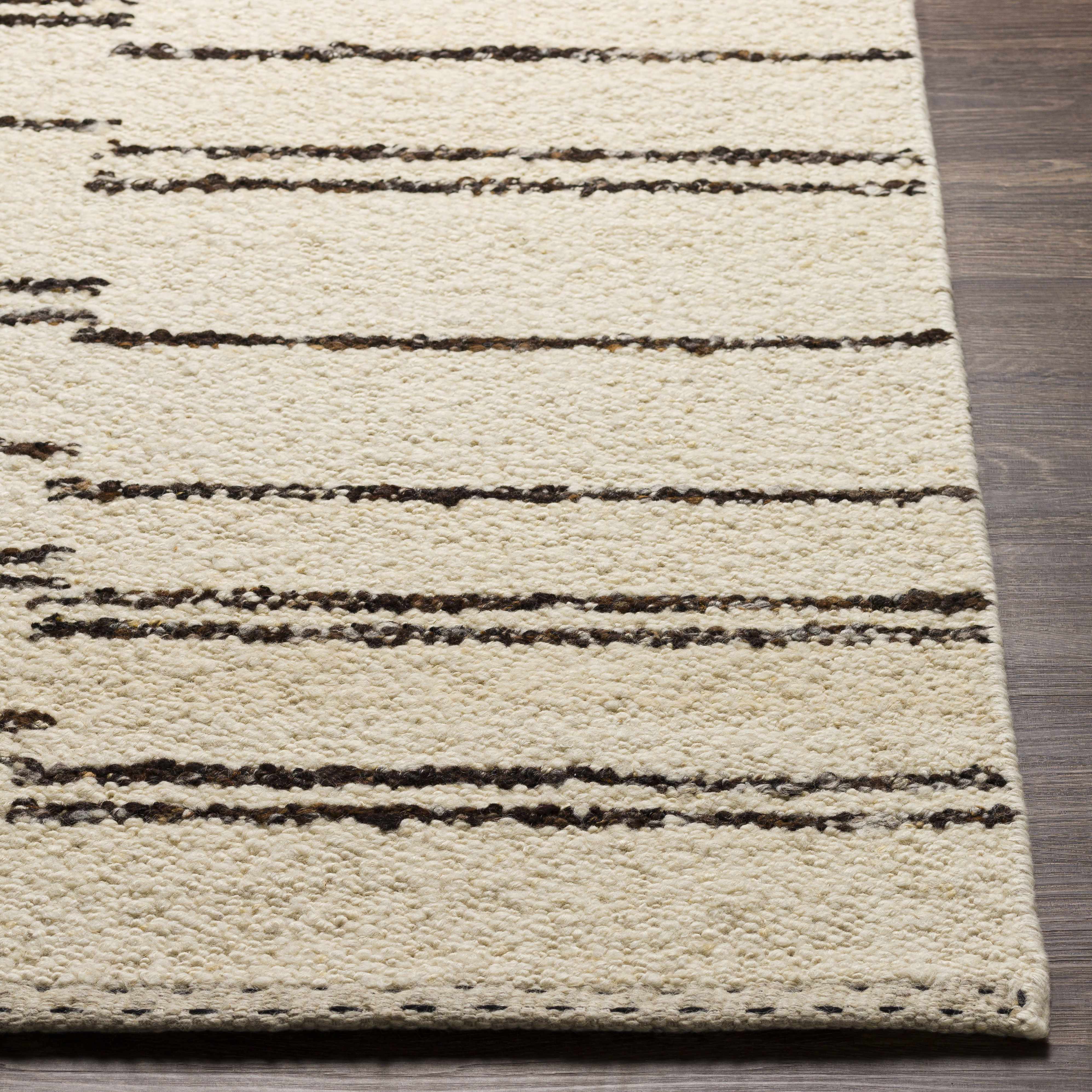 Contemporary Cream Hand Woven Wool Area Rug