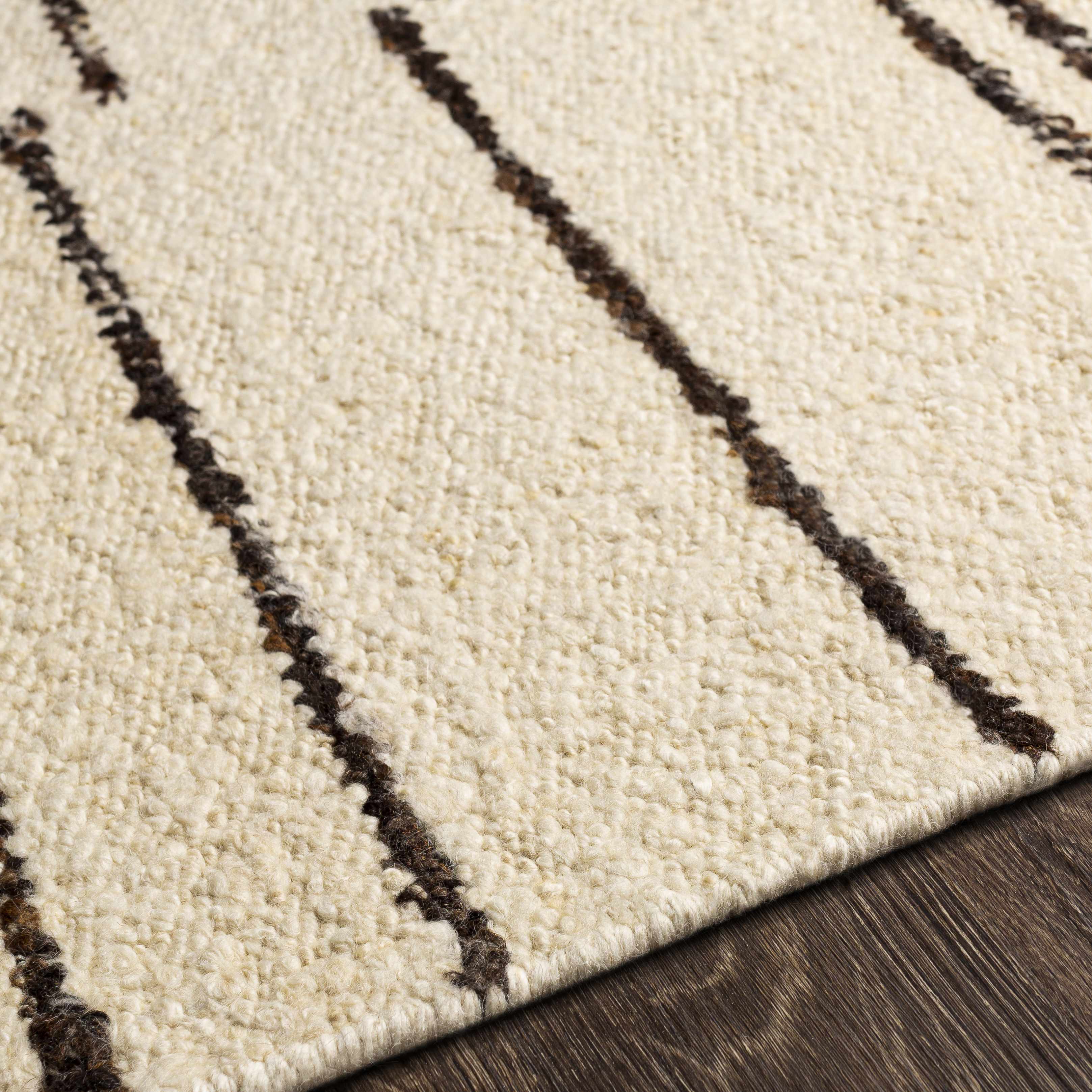 Contemporary Cream Hand Woven Wool Area Rug