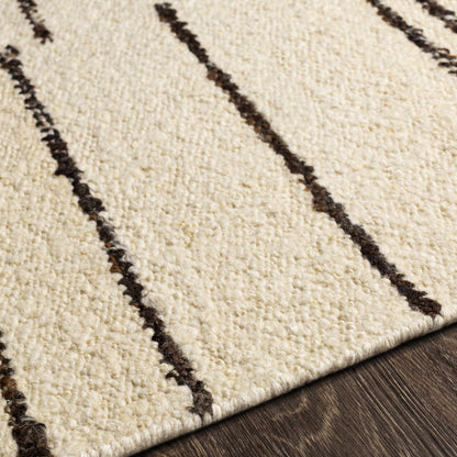 Contemporary Cream Hand Woven Wool Area Rug
