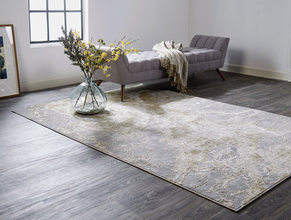Aura Modern Abstract - Ivory/Silver/Gold Area Rug