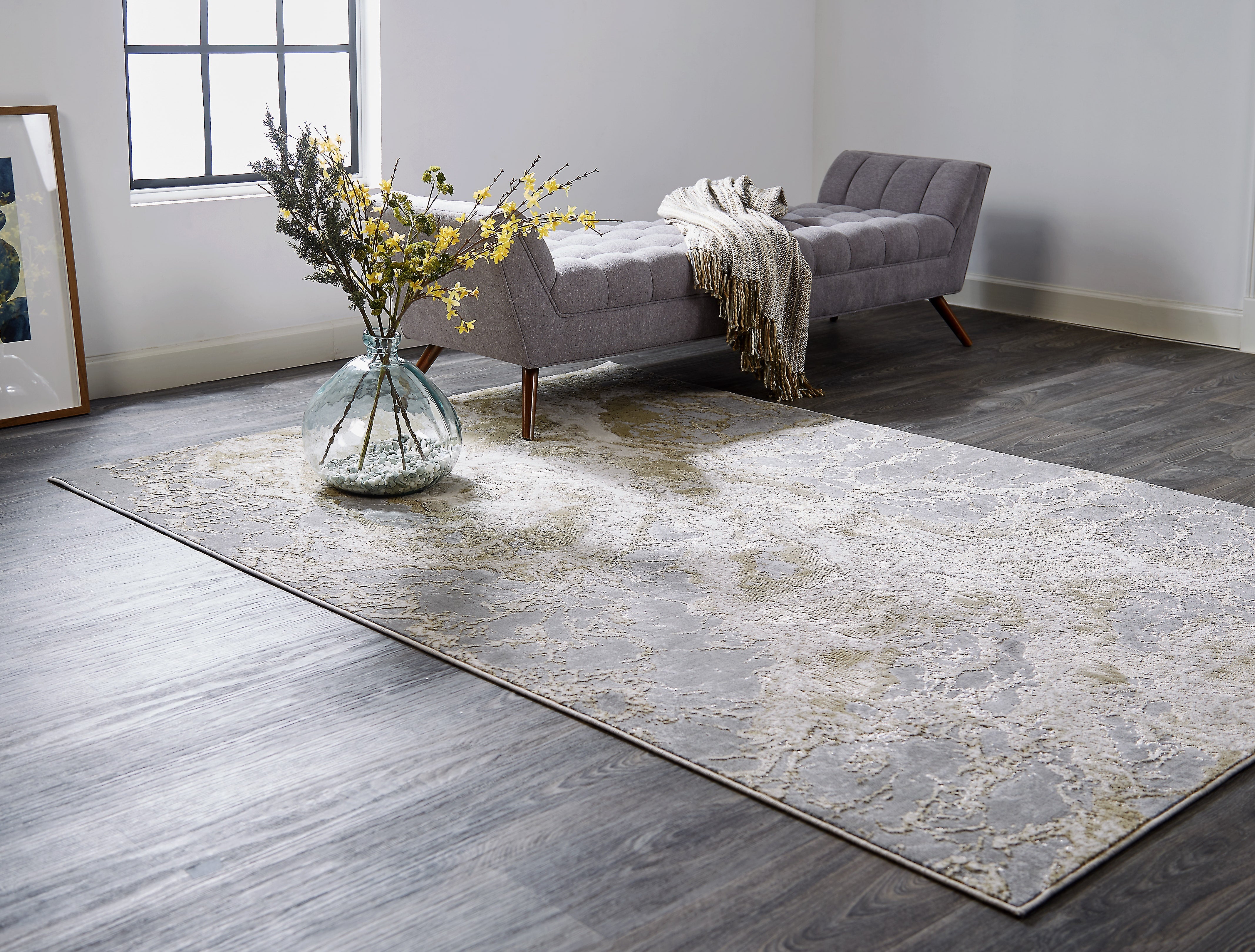 Aura Modern Abstract - Ivory/Silver/Gold Area Rug