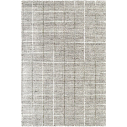 Natural Earthy Neutral Gridded Tan Wool Handwoven Area Rug