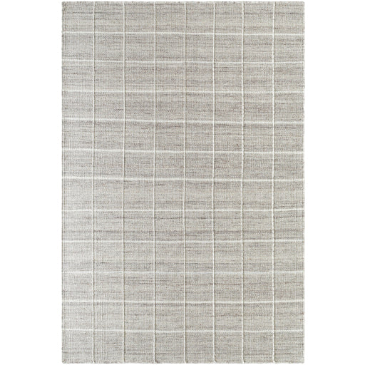 Natural Earthy Neutral Gridded Tan Wool Handwoven Area Rug
