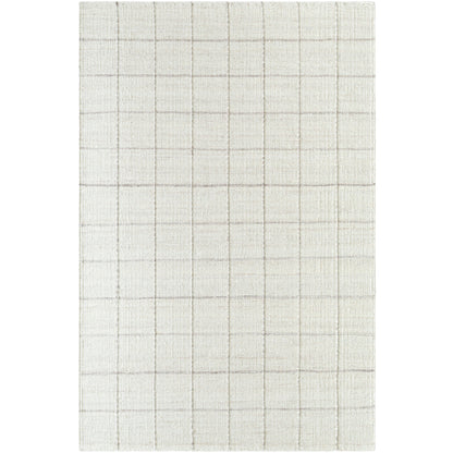 Natural Neutral Stylish Gridded Wool Handwoven Area Rug