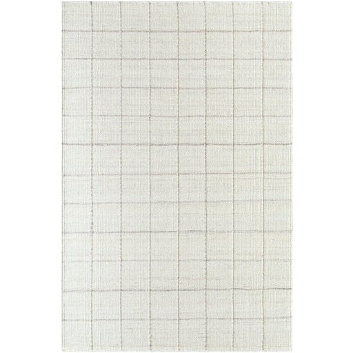 Natural Neutral Stylish Gridded Wool Handwoven Area Rug