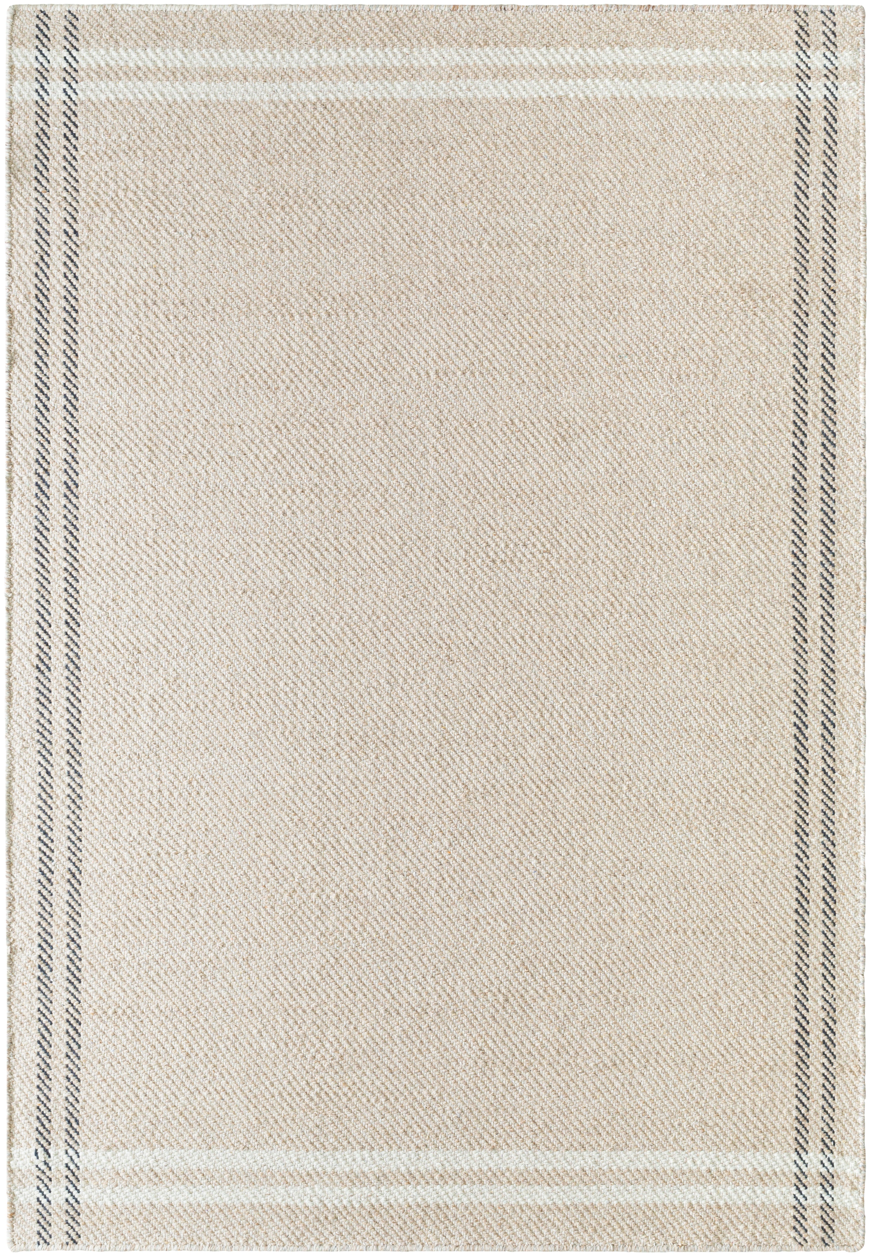 Solid Modern Bordered Light Beige Wool Handwoven Area Rug