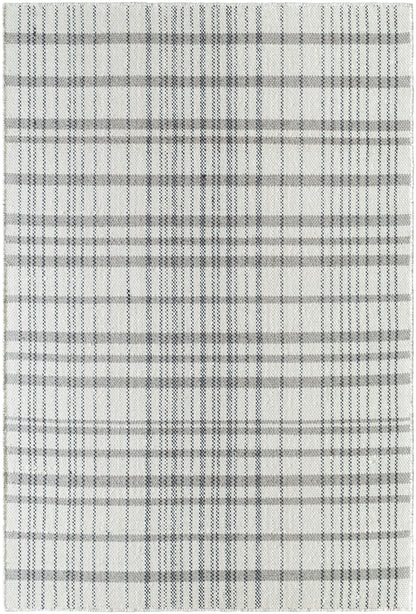 Chic Sophisticated Plaid Ivory Wool Handwoven Area Rug