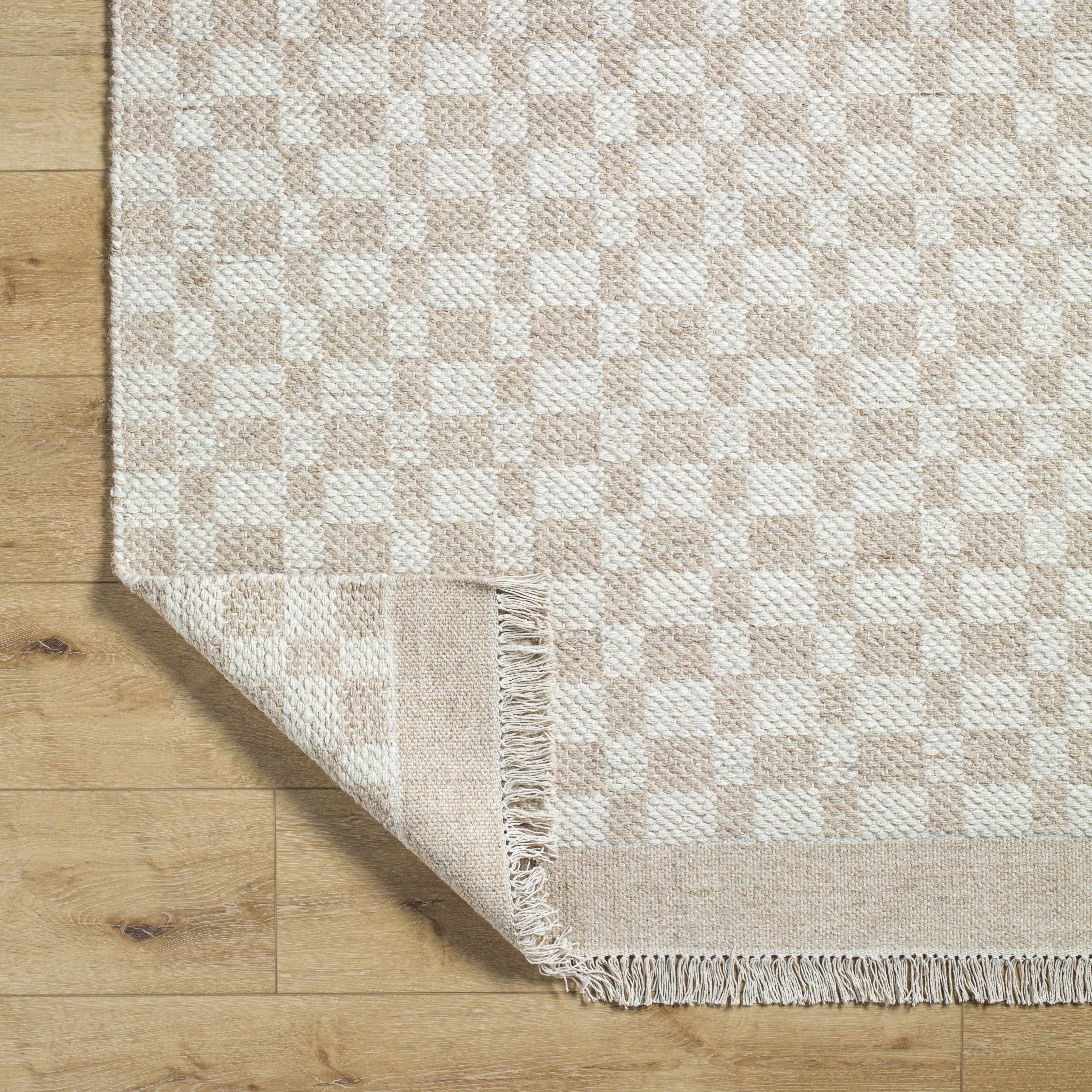 Cozy Elegant Tan Wool Handwoven Area Rug