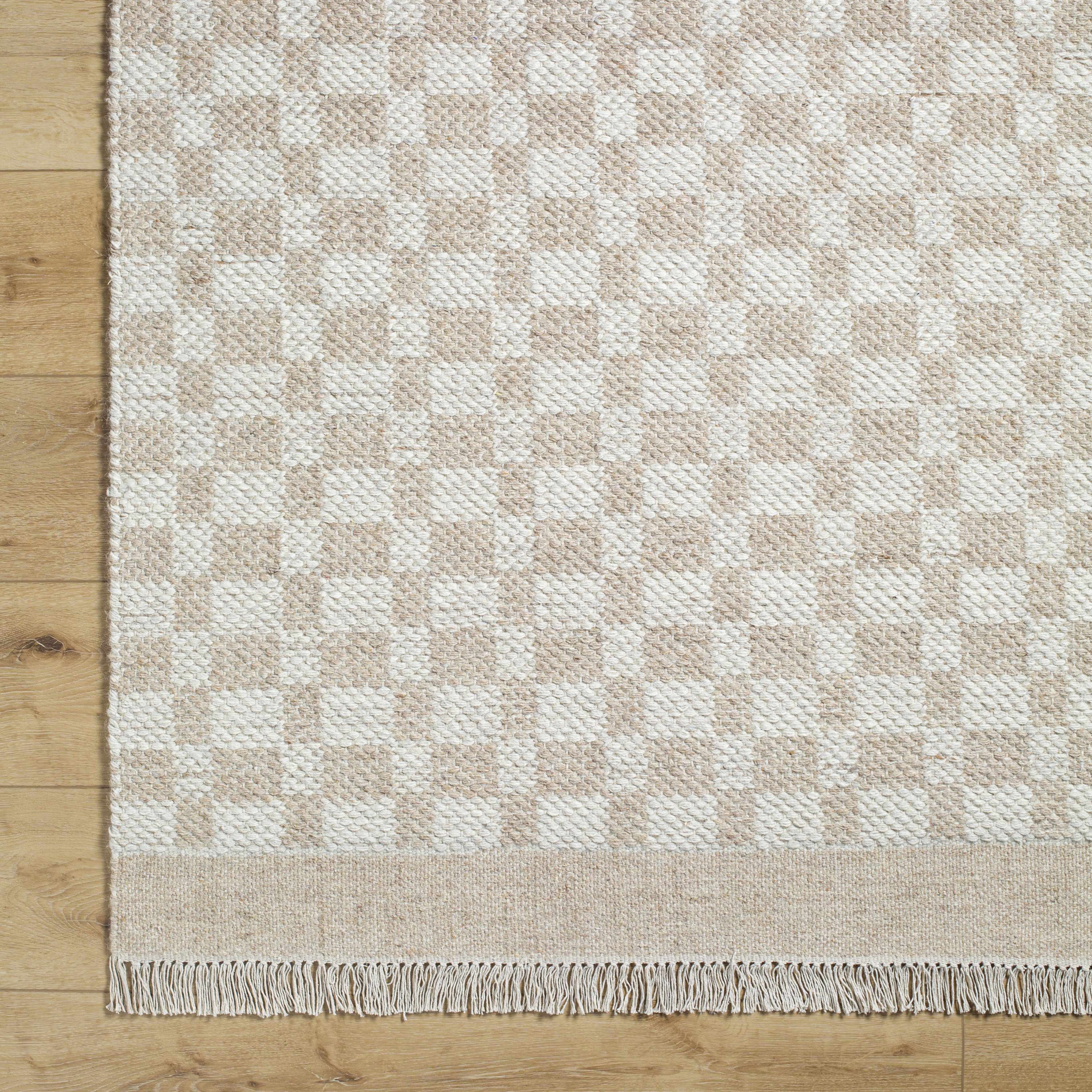 Cozy Elegant Tan Wool Handwoven Area Rug