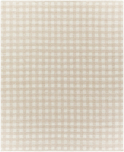 Glorious Handwoven Tan Wool Plaid Area Rug