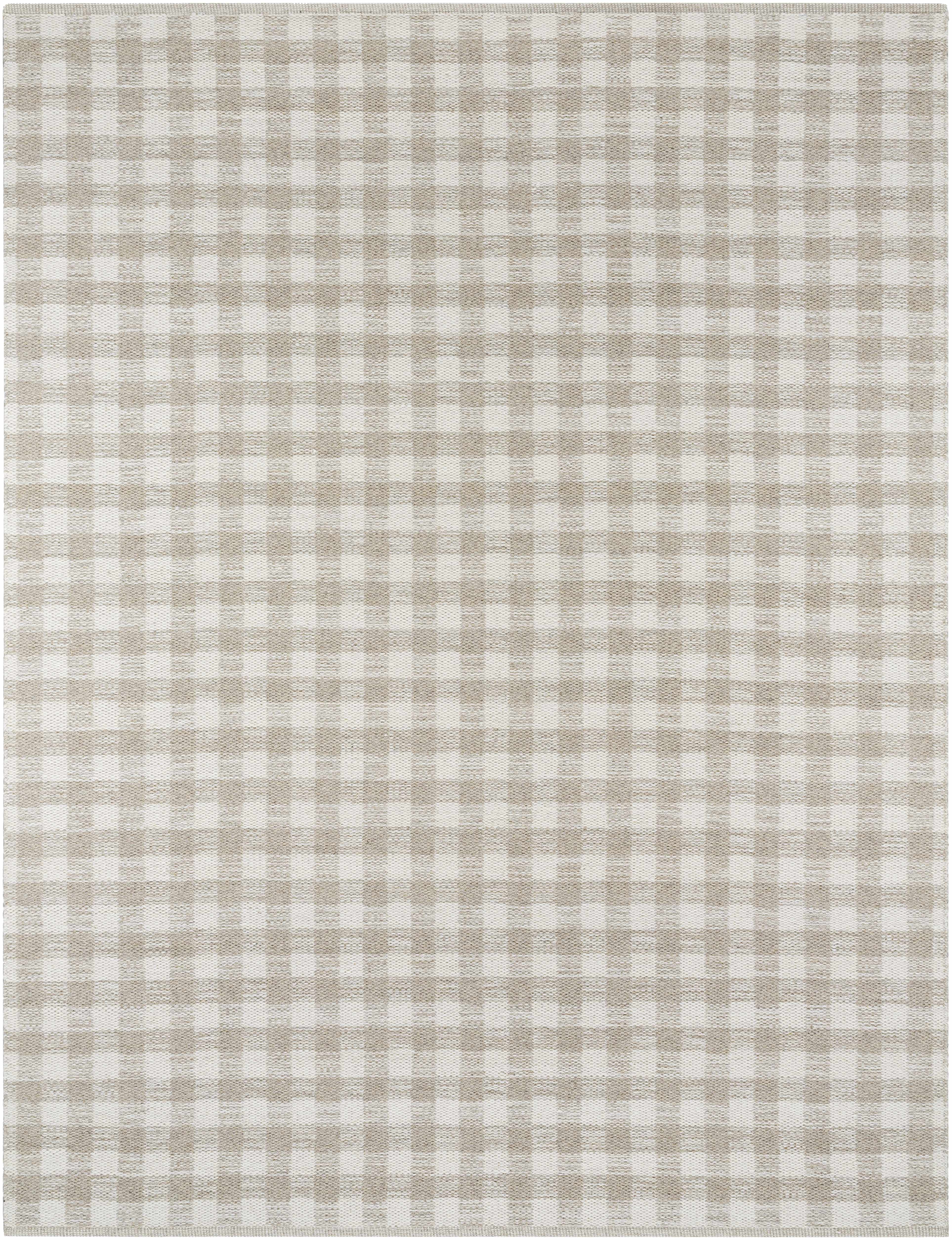 Timeless Stylish Plaid Tan Wool Handwoven Area Rug