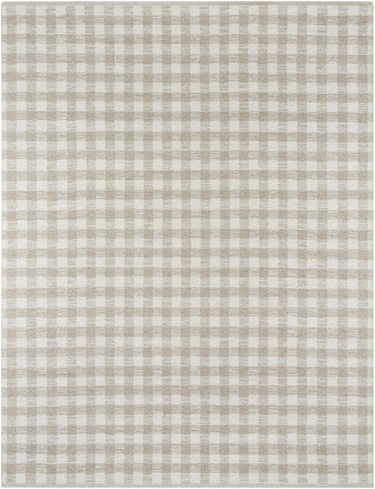 Timeless Stylish Plaid Tan Wool Handwoven Area Rug