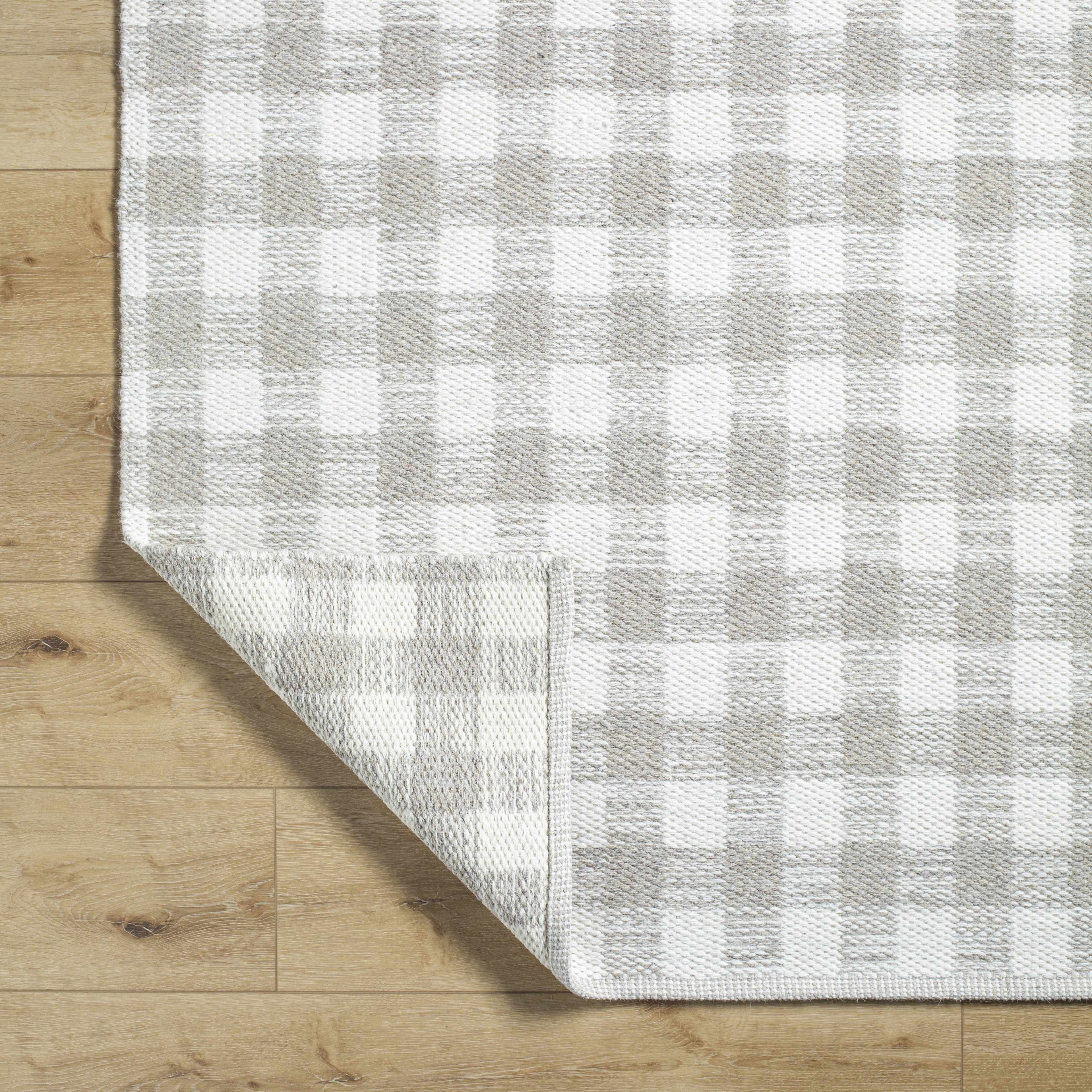 Timeless Stylish Plaid Tan Wool Handwoven Area Rug