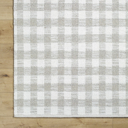 Timeless Stylish Plaid Tan Wool Handwoven Area Rug