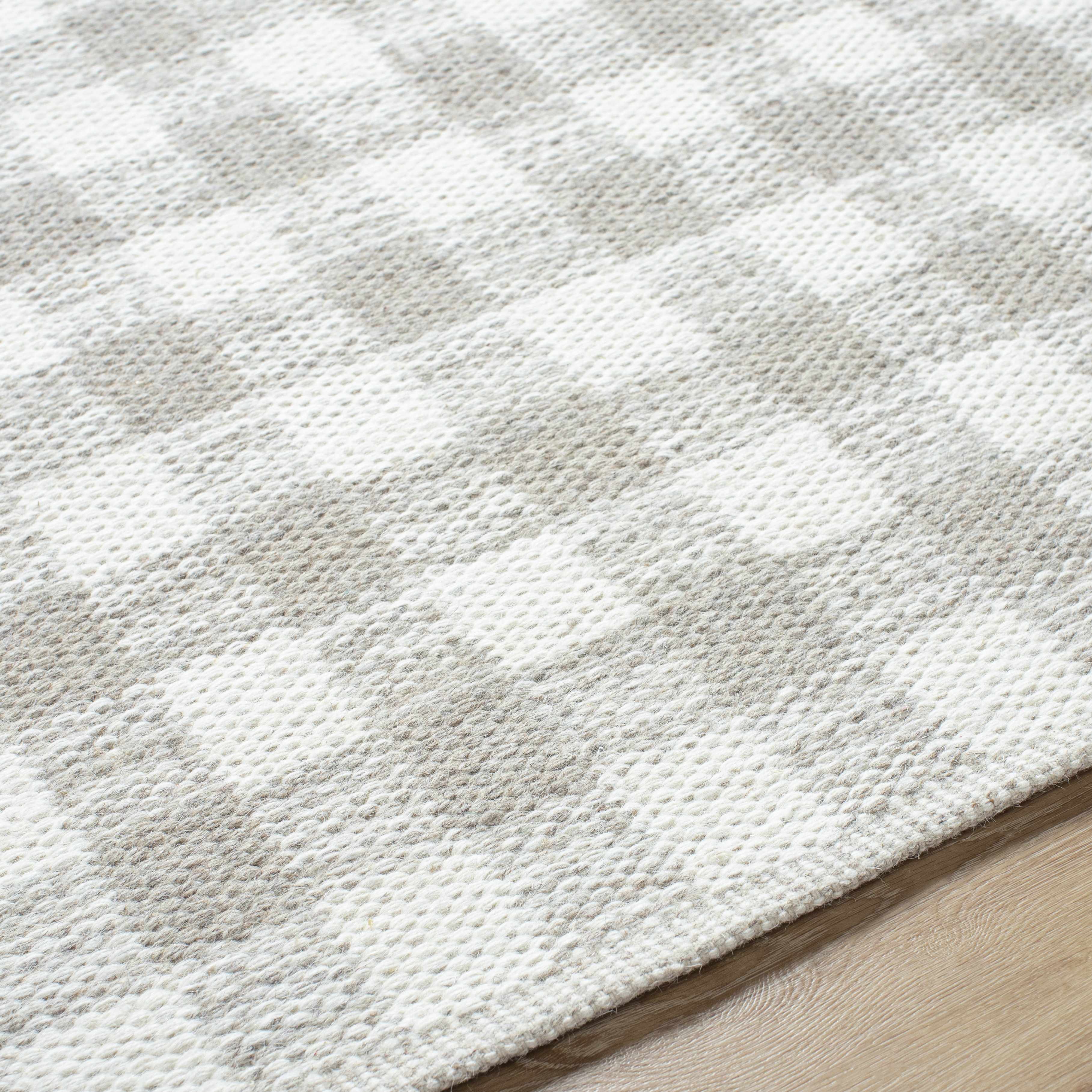 Timeless Stylish Plaid Tan Wool Handwoven Area Rug