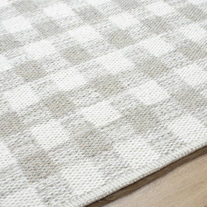 Timeless Stylish Plaid Tan Wool Handwoven Area Rug