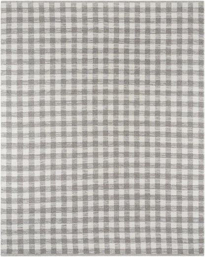 Artistic Natural Plaid Ivory Handwoven Wool Area Rug