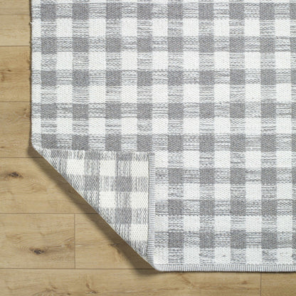 Artistic Natural Plaid Ivory Handwoven Wool Area Rug