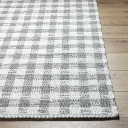 Artistic Natural Plaid Ivory Handwoven Wool Area Rug