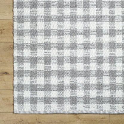 Artistic Natural Plaid Ivory Handwoven Wool Area Rug
