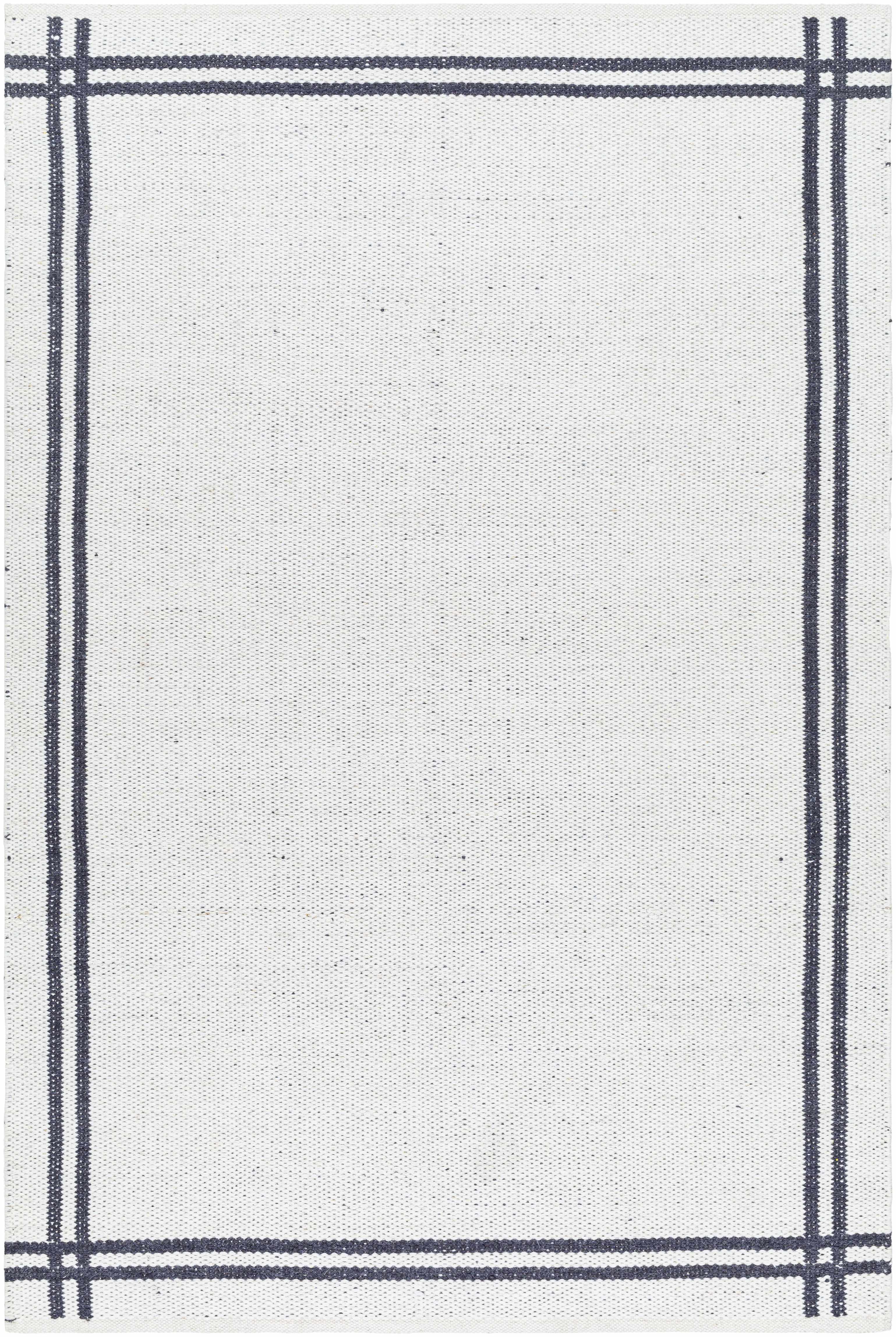 Modern Solid Bordered Handwoven Wool Area Rug