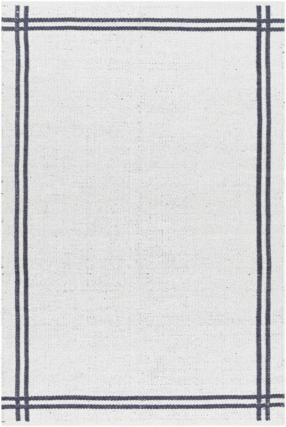 Modern Solid Bordered Handwoven Wool Area Rug