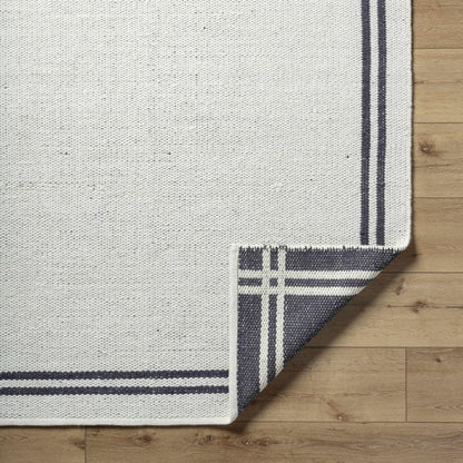 Modern Solid Bordered Handwoven Wool Area Rug