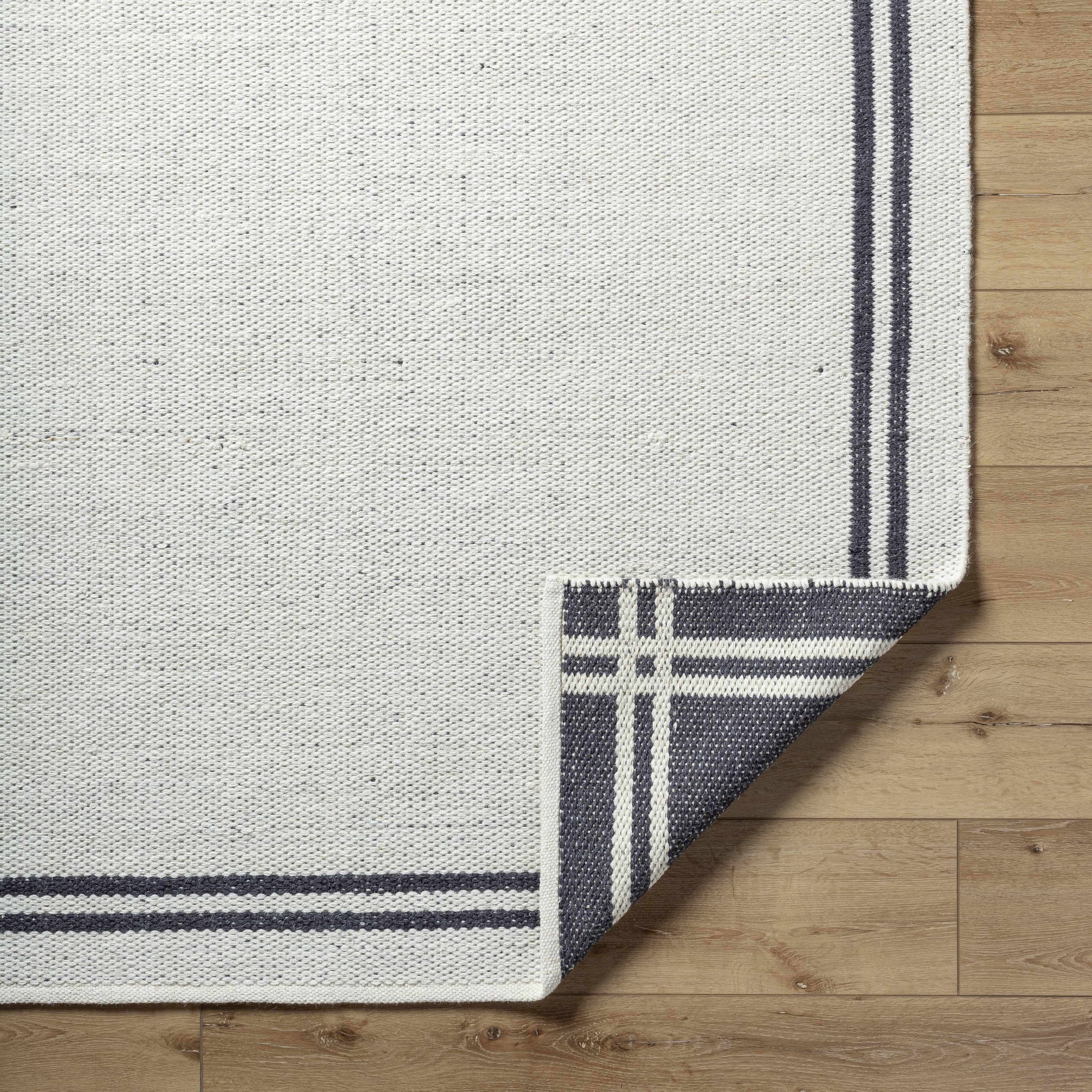 Modern Solid Bordered Handwoven Wool Area Rug