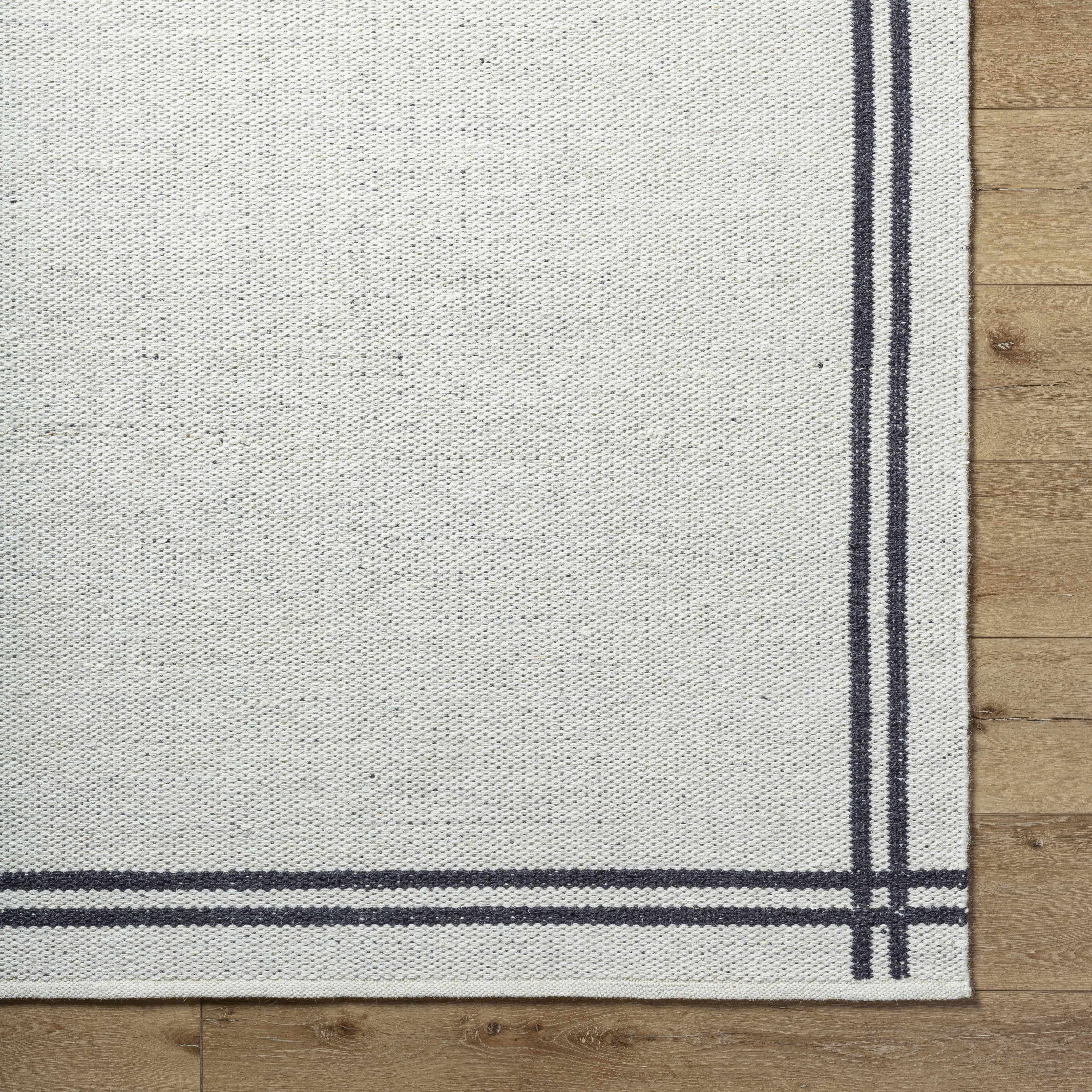 Modern Solid Bordered Handwoven Wool Area Rug
