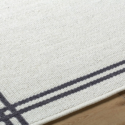 Modern Solid Bordered Handwoven Wool Area Rug
