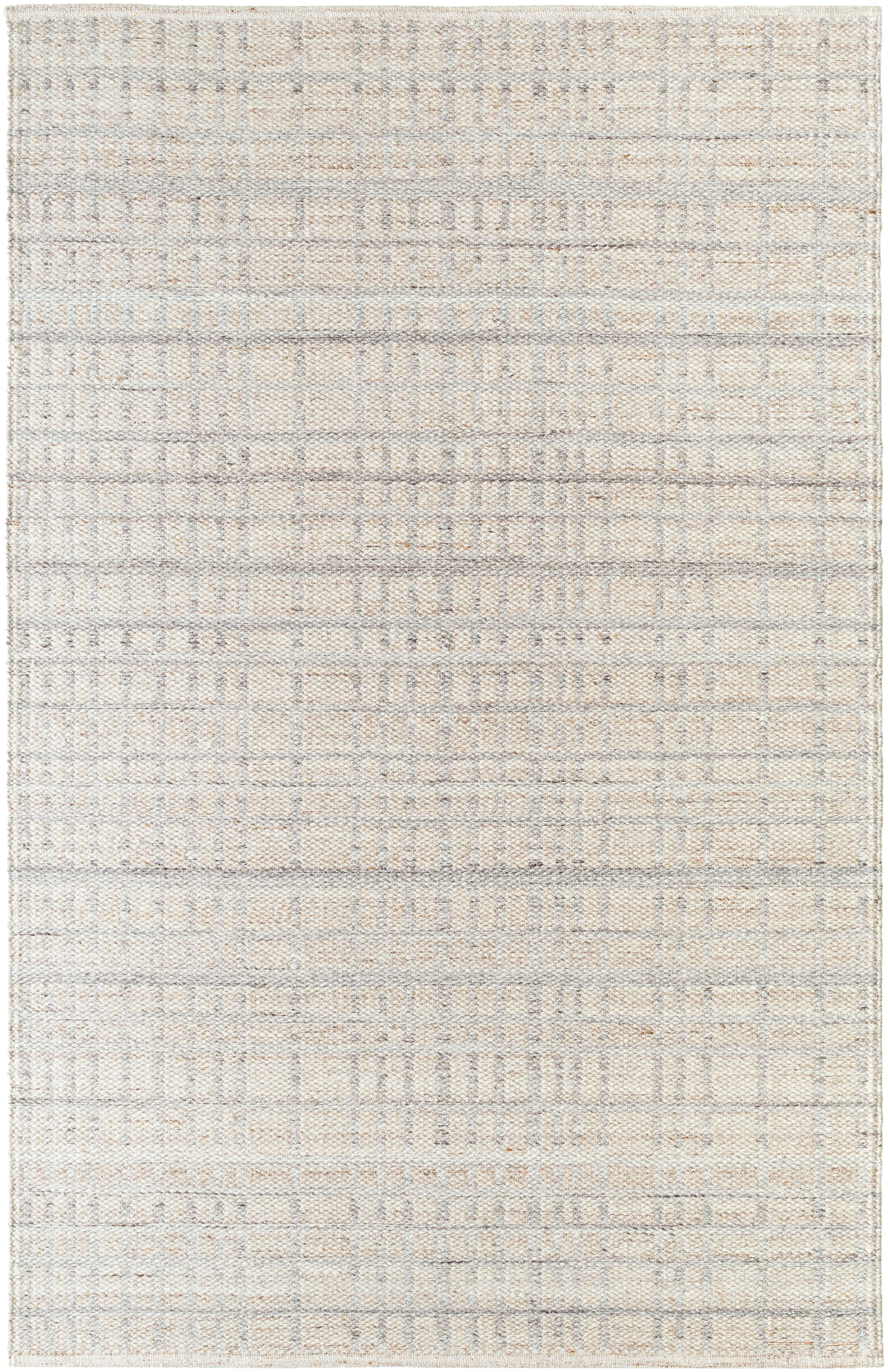 Eminent Modern Plaid Tan Wool Handwoven Area Rug