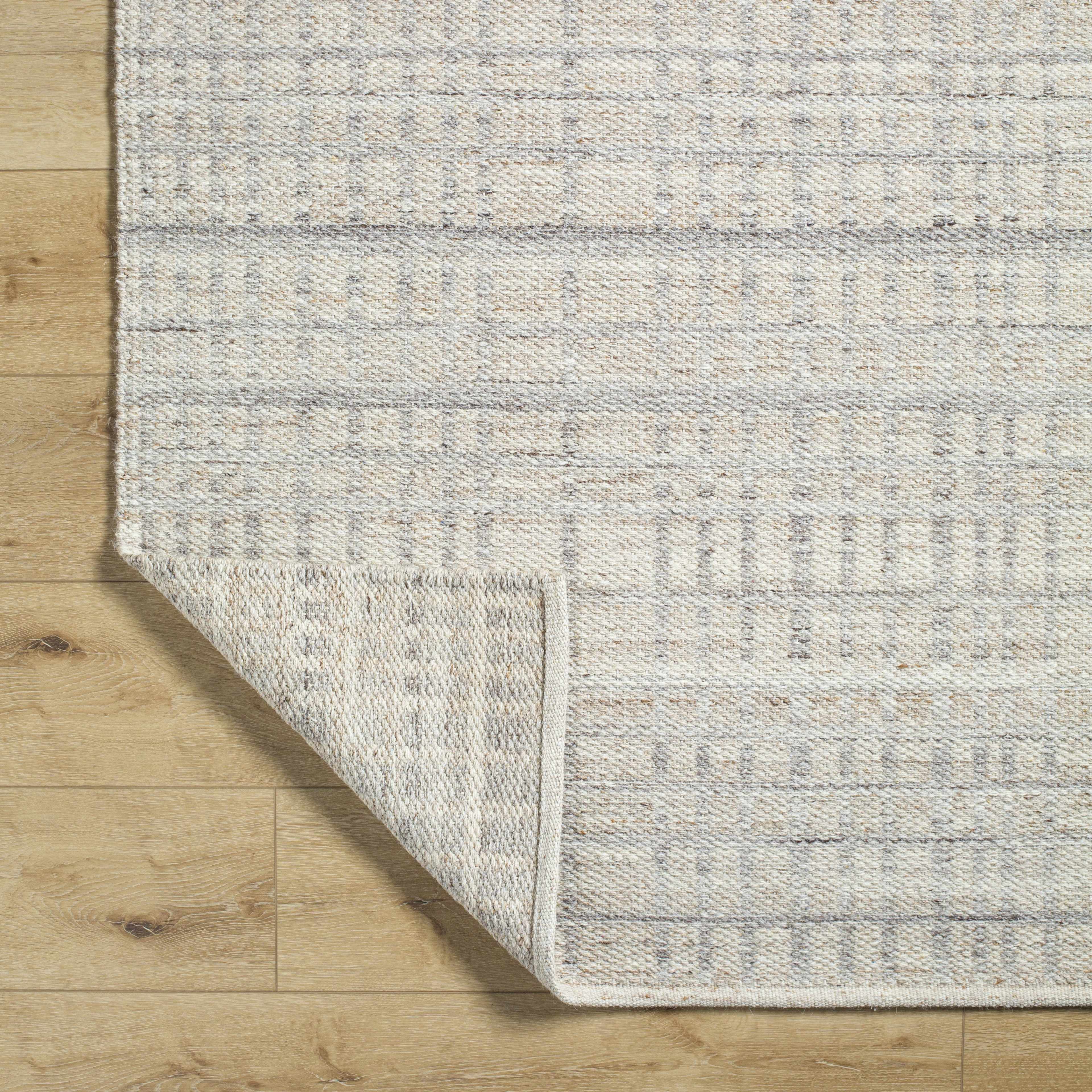 Eminent Modern Plaid Tan Wool Handwoven Area Rug