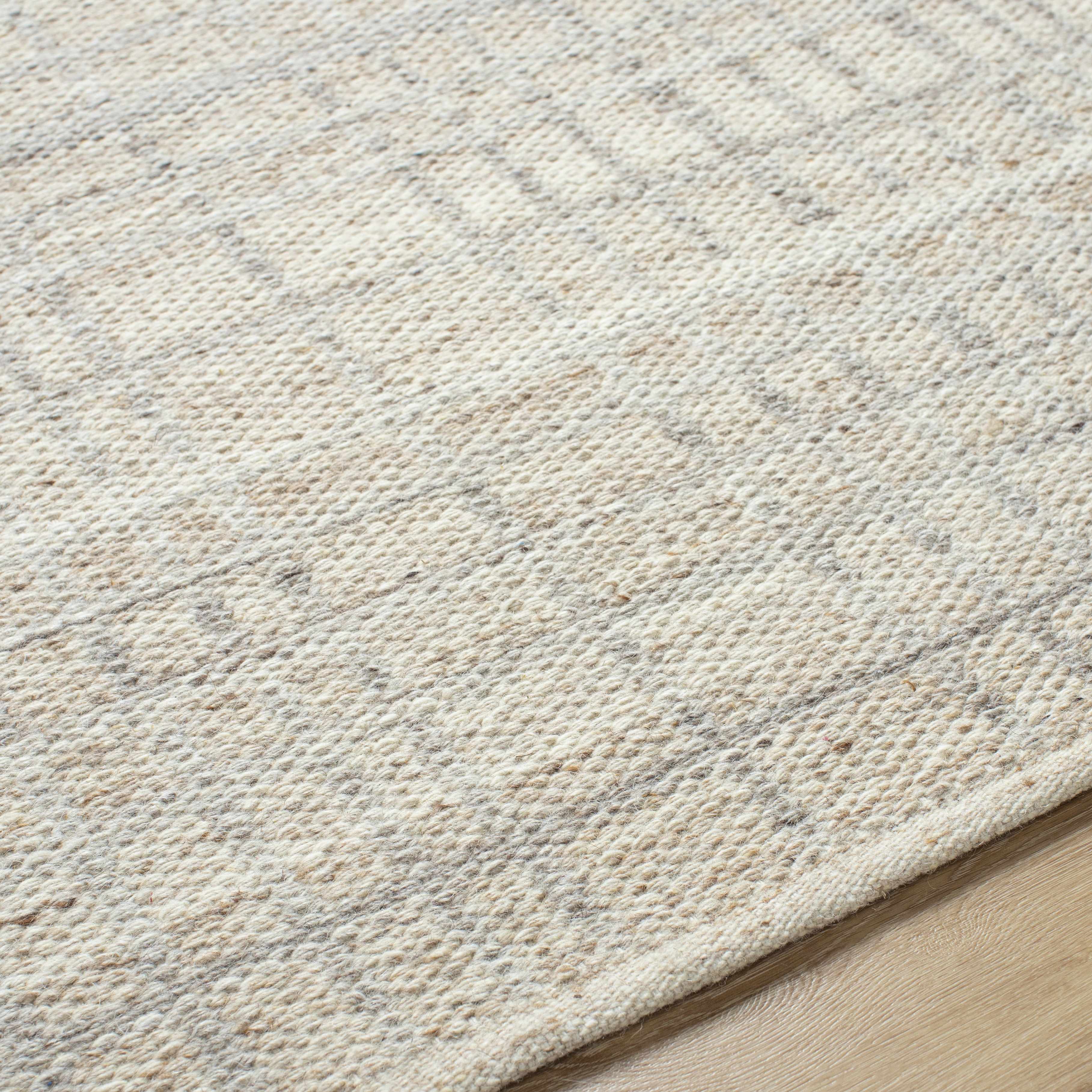 Eminent Modern Plaid Tan Wool Handwoven Area Rug
