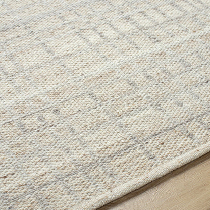 Eminent Modern Plaid Tan Wool Handwoven Area Rug