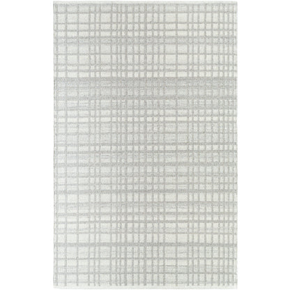 Harmonious Sleek Plaid Ivory Wool Handwoven Area Rug