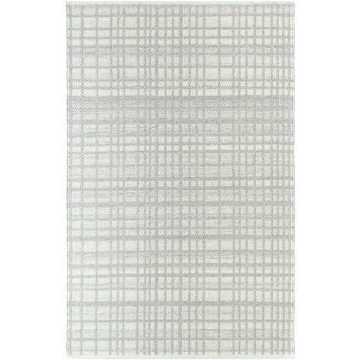 Harmonious Sleek Plaid Ivory Wool Handwoven Area Rug