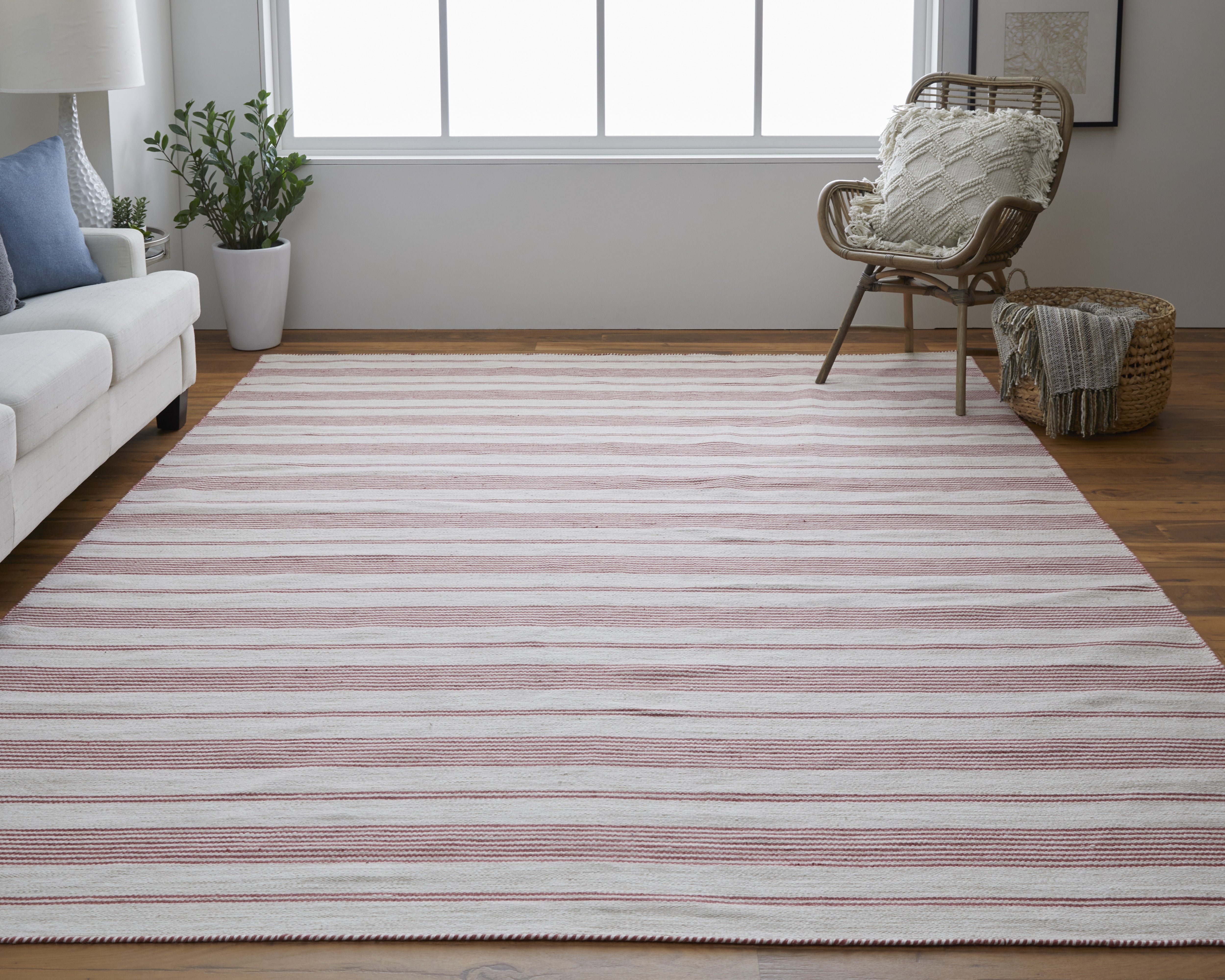 Duprine Transitional Stripes - Red/Ivory Area Rug