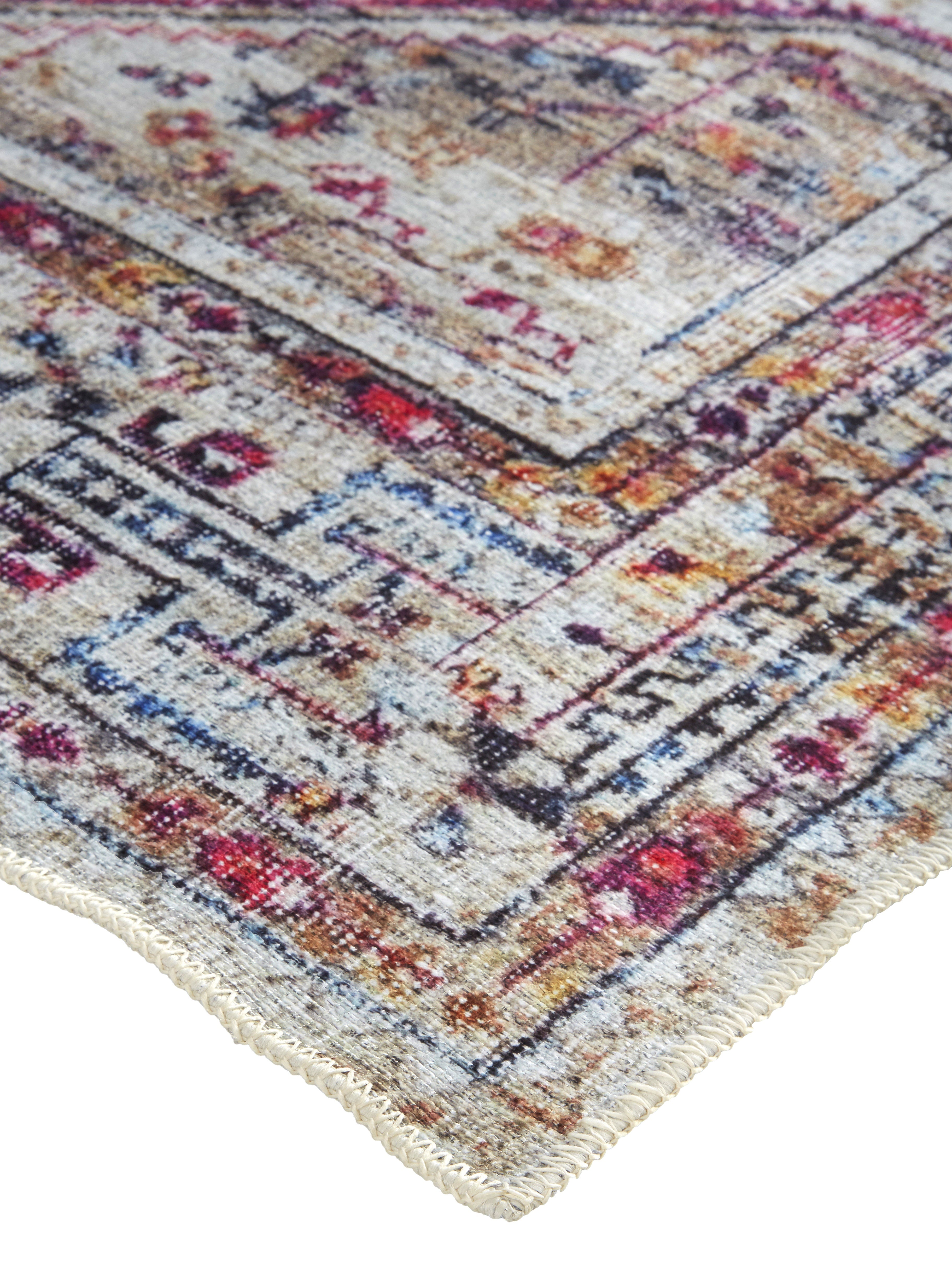 Percy Transitional Medallion - Ivory/Red/Pink Area Rug