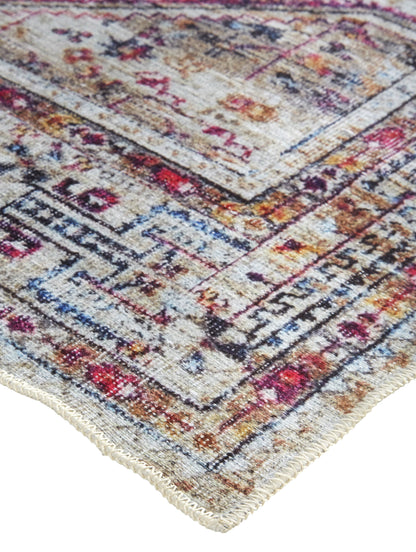 Percy Transitional Medallion - Ivory/Red/Pink Area Rug