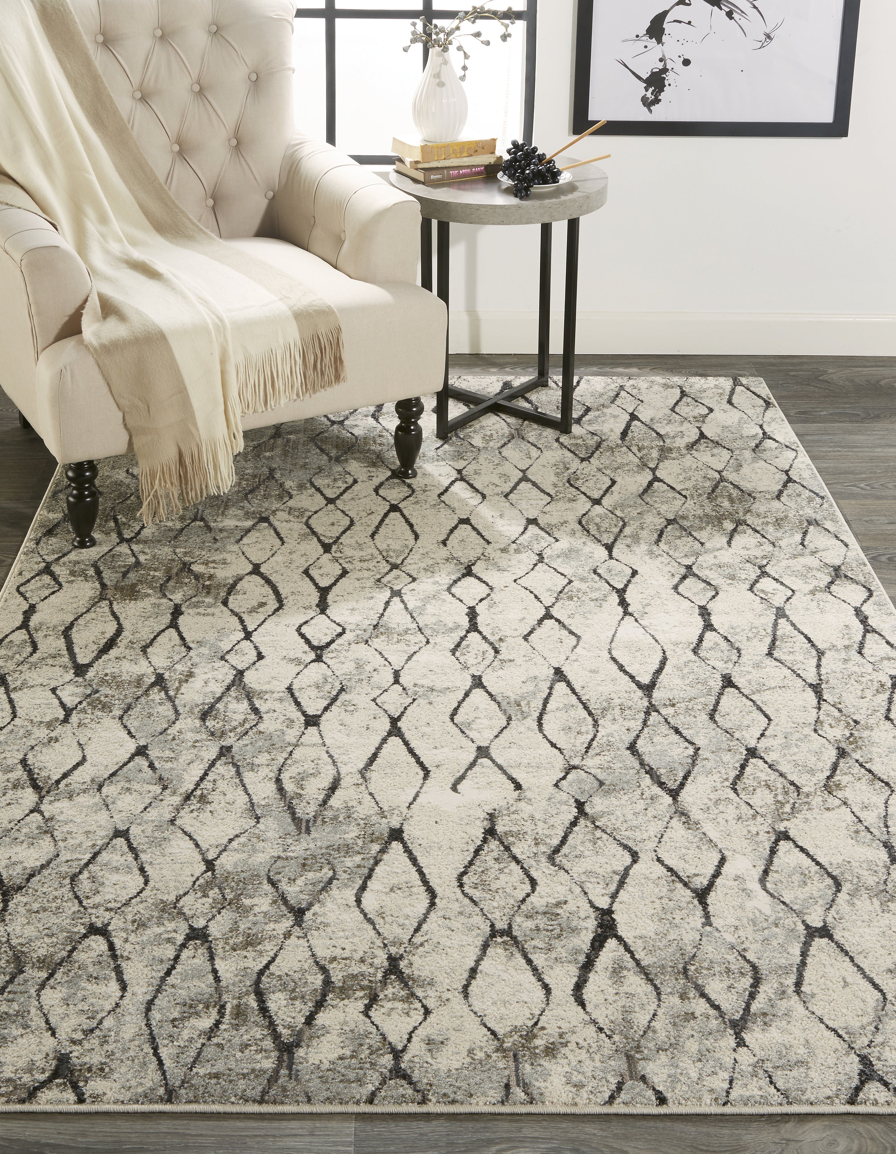 Kano Transitional Diamond - Ivory/Gray/Taupe Area Rug