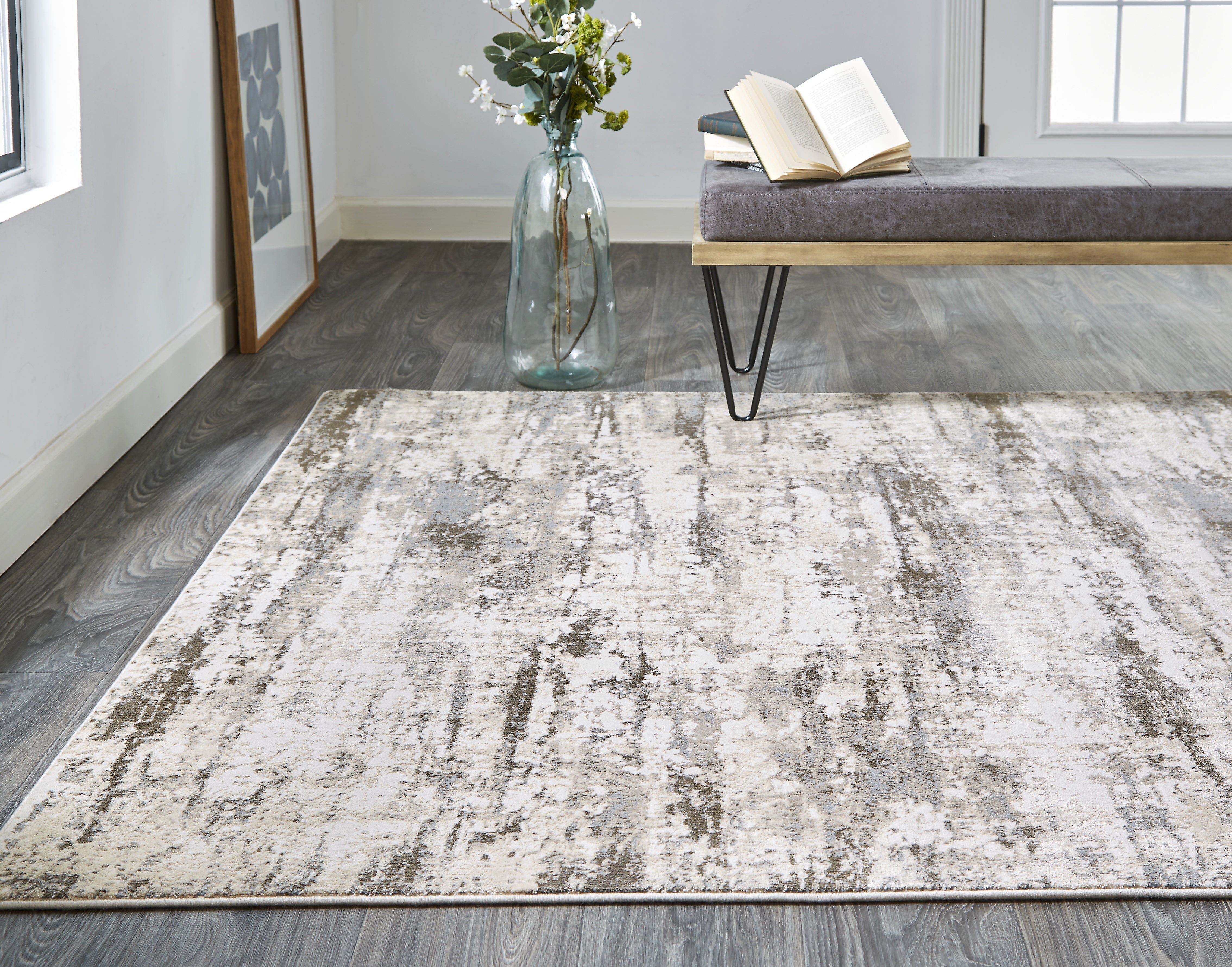 Parker Transitional Abstract - Ivory/Brown Area Rug