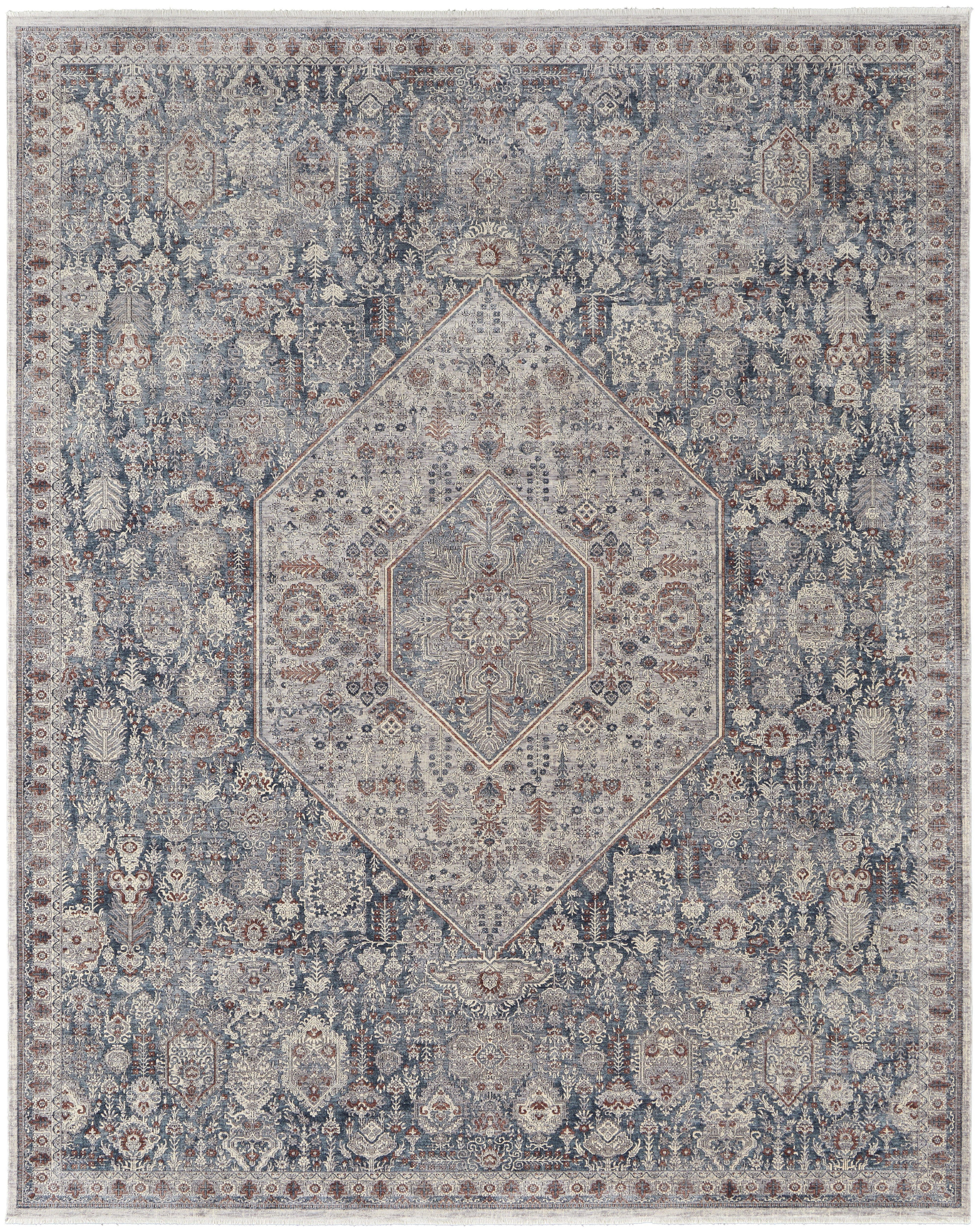 Marquette Transitional Medallion - Blue/Ivory Area Rug